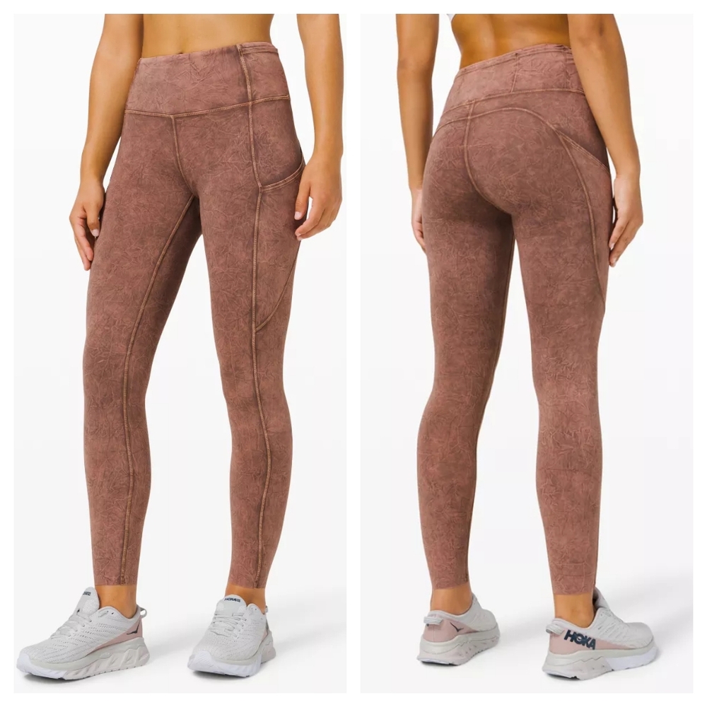 LULULEMON Fast And Free High Rise Tights 25" Ice Wash Brown Earth Size 4